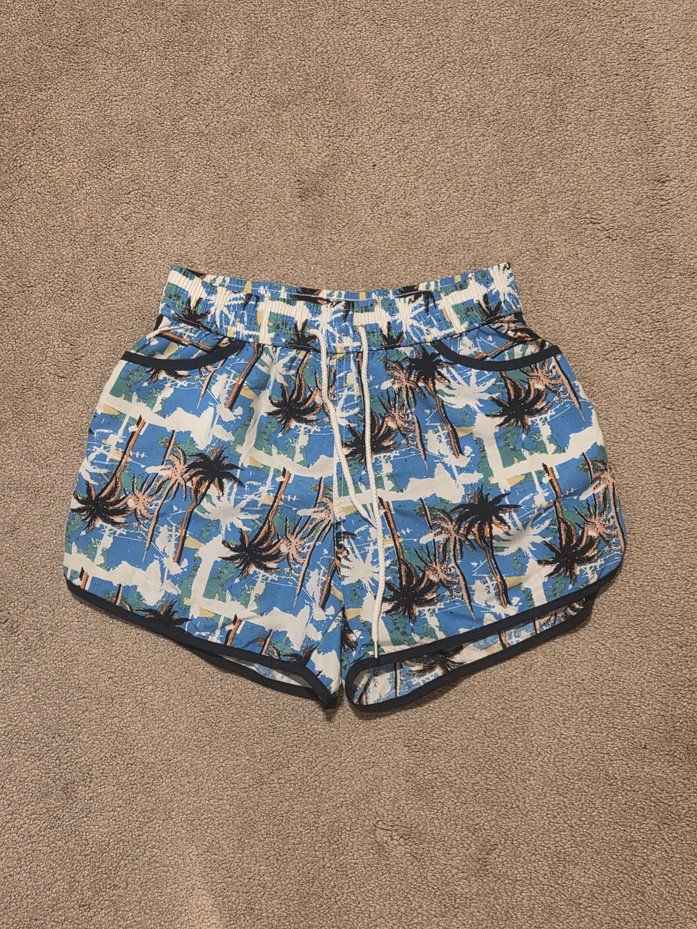 iBerryNY Blue Palm Tree Beach Shorts